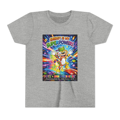 Potz™ Youth Short Sleeve Tee – "Energy is My Superpower!" Graphic Tee | Smile Universe Collection