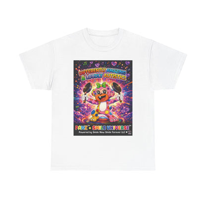 Panz™ Unisex Heavy Cotton™ Tee – "Differently Amazing & Loudly Autistic!" Graphic | Smile Universe Collection