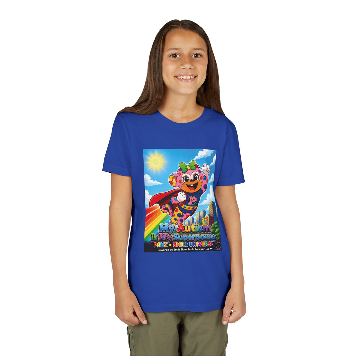 Panz™ Youth Short Sleeve Tee – "My Autism is My Superpower" Graphic | Smile Universe Collection