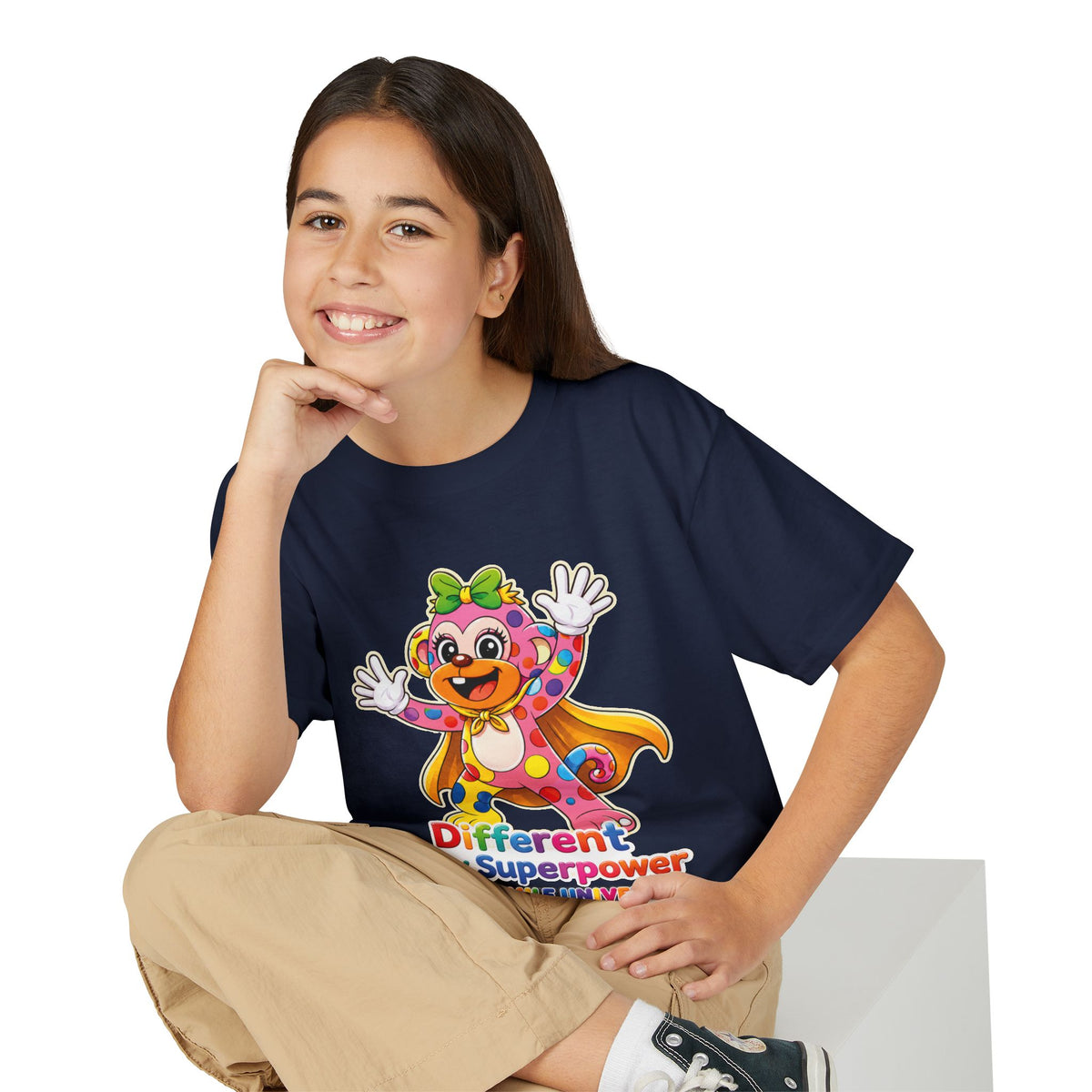 Panz™ Youth DryBlend® T-Shirt – "Different is My Superpower" Graphic | Smile Universe Collection
