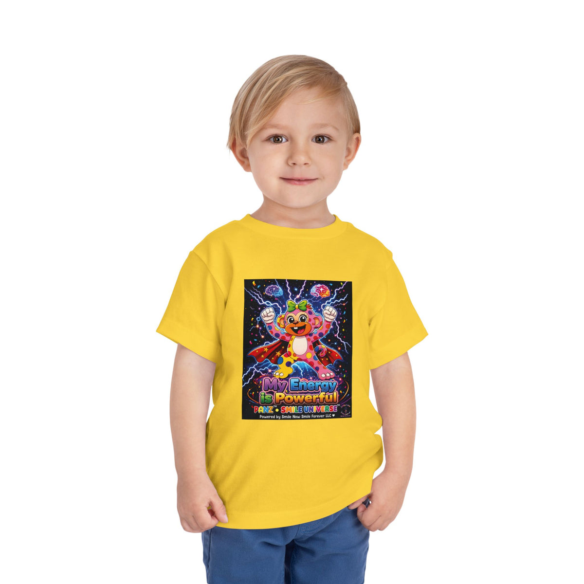 Panz™ Toddler Short Sleeve Tee – "My Energy is Powerful" Graphic Tee | Smile Universe Collection