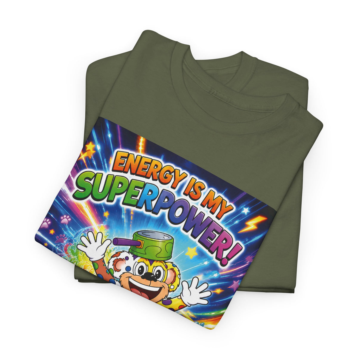 Potz™ Unisex Heavy Cotton™ Tee – "Energy is My Superpower!" Graphic Tee | Smile Universe Collection