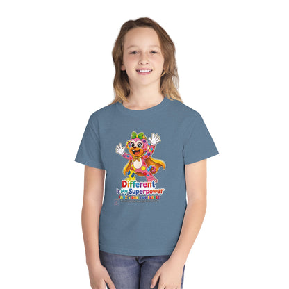 Panz™ Youth Midweight Tee – "Different is My Superpower" Graphic | Smile Universe Collection