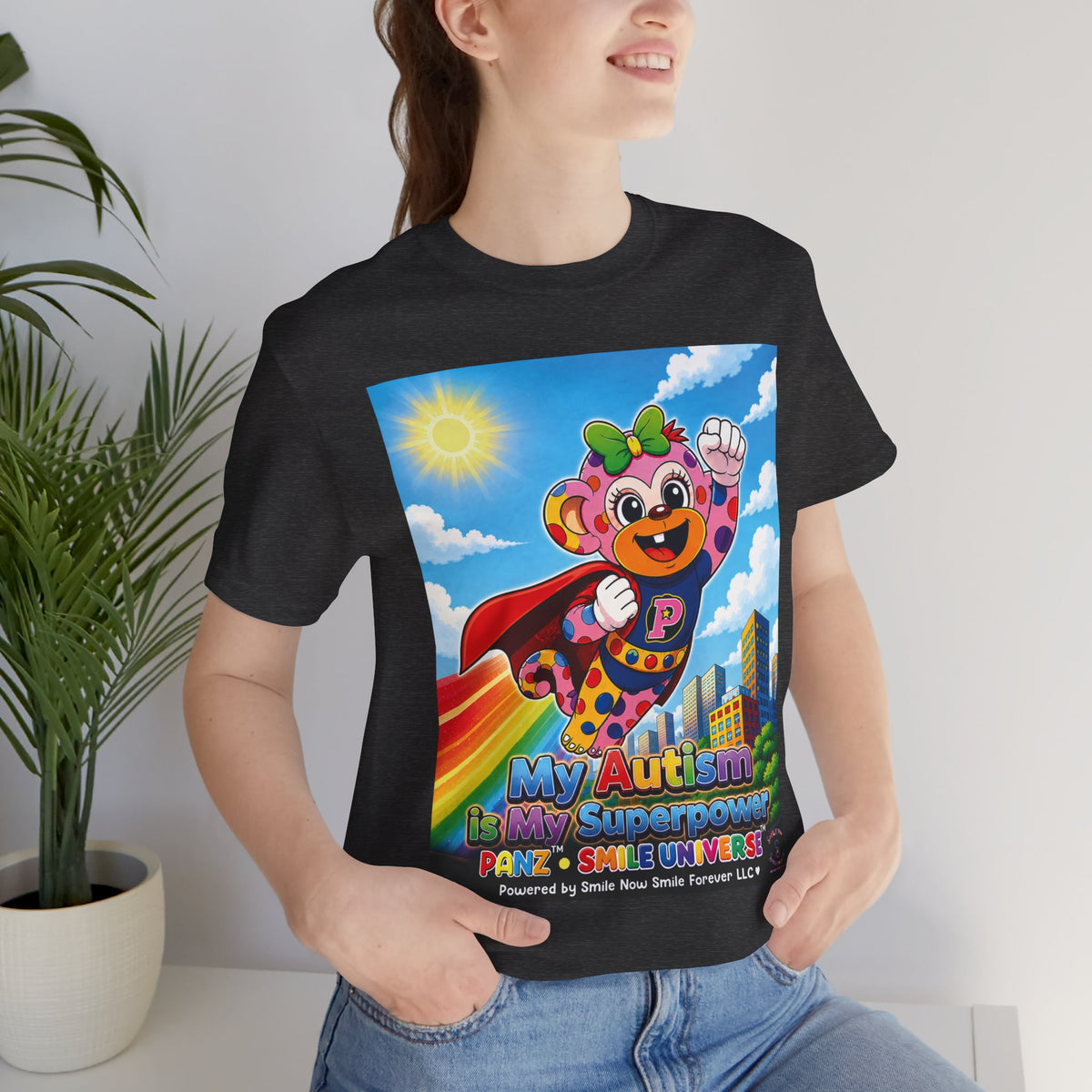 Panz™ Unisex Jersey Short Sleeve Tee – "My Autism is My Superpower" Graphic | Smile Universe Collection