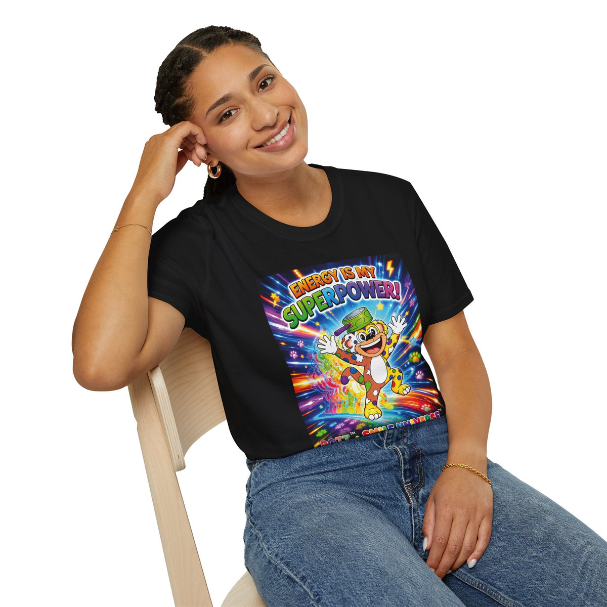 Potz™ Unisex Softstyle T-Shirt – "Energy is My Superpower!" Graphic Tee | Smile Universe Collection