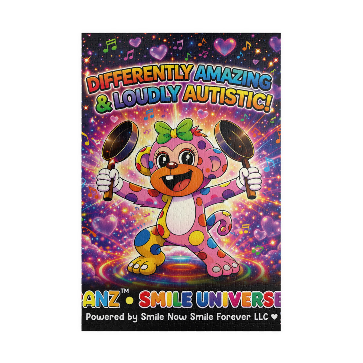 Panz™ Puzzle (110, 252, 520 & 1014-piece) – "Differently Amazing & Loudly Autistic!" Graphic | Smile Universe Collection