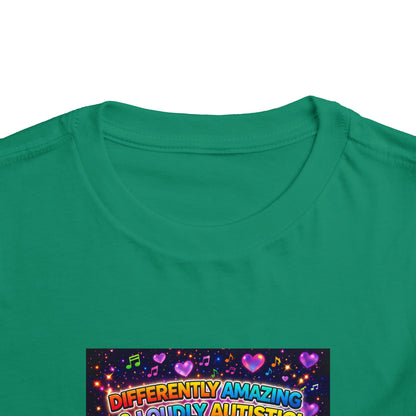 Panz™ Toddler Short Sleeve Tee – "Differently Amazing & Loudly Autistic!" Graphic | Smile Universe Collection