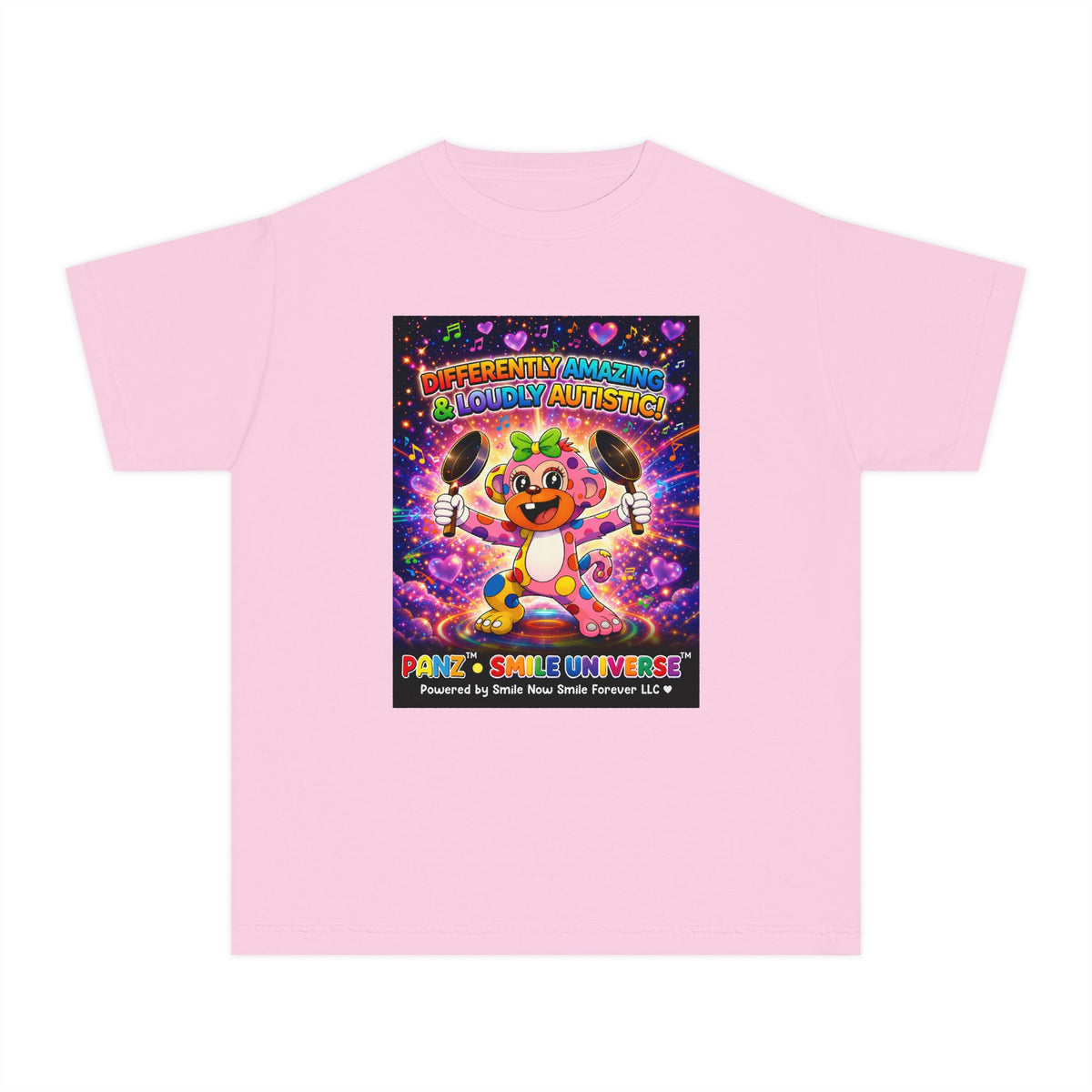 Panz™ Youth Midweight Tee – "Differently Amazing & Loudly Autistic!" Graphic | Smile Universe Collection