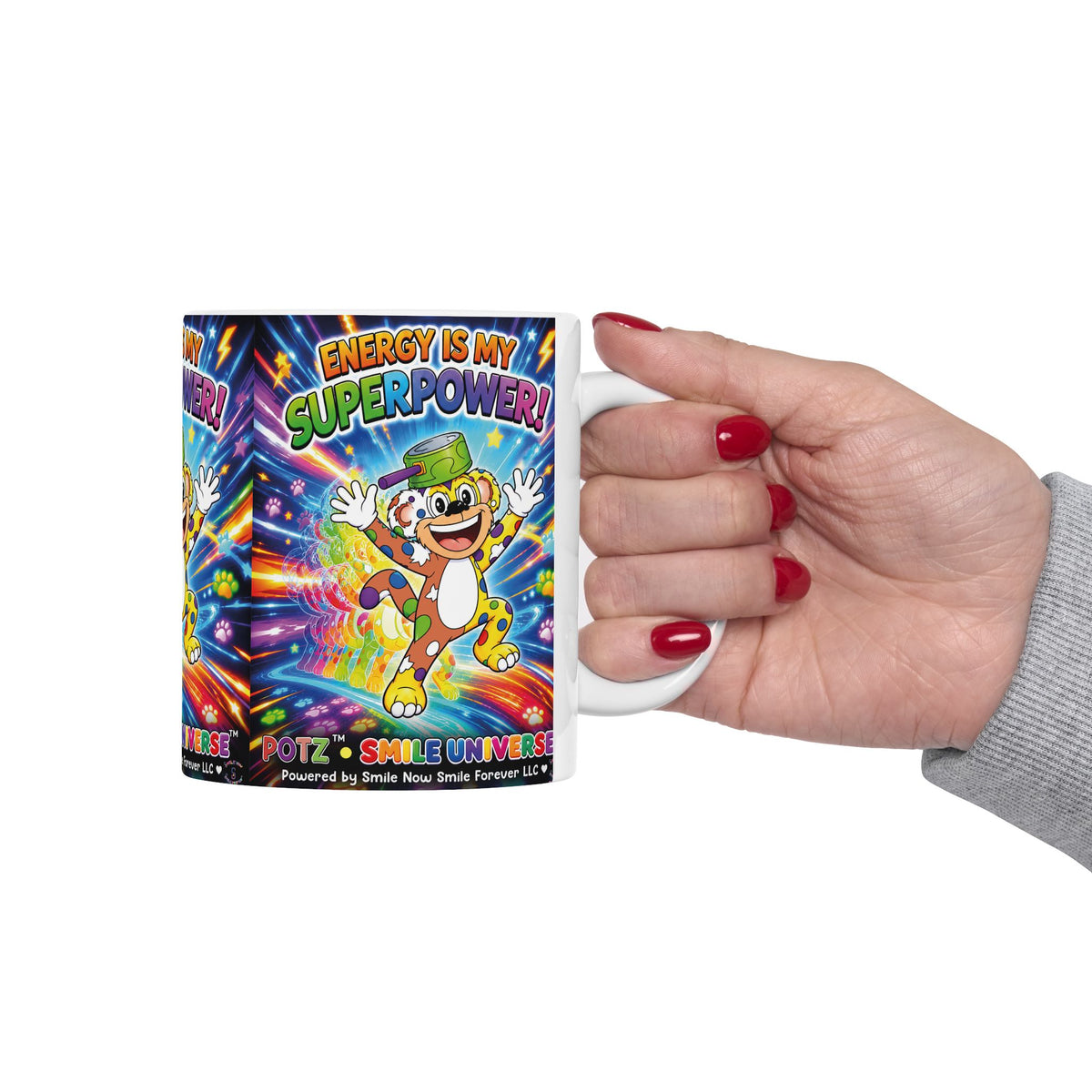 Potz™ Ceramic Mug – "Energy is My Superpower!" Graphic Coffee Mug | Smile Universe Collection