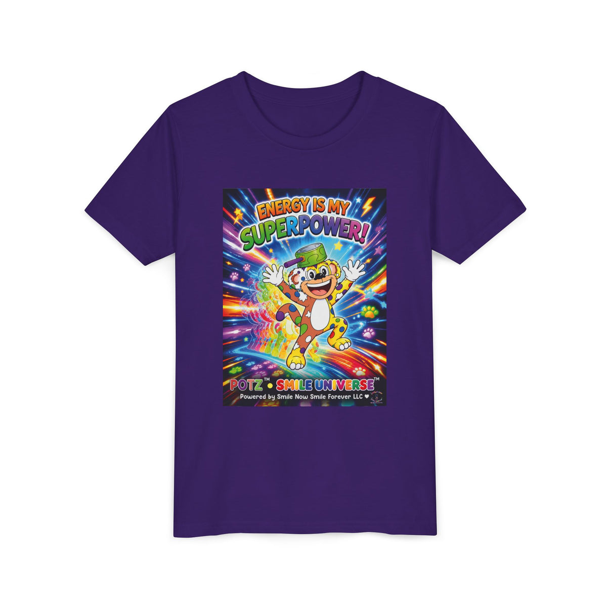 Potz™ Youth Short Sleeve Tee – "Energy is My Superpower!" Graphic Tee | Smile Universe Collection