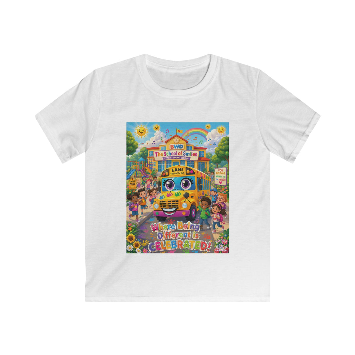 Lani™ Kids Softstyle Tee – "Where Being Different is CELEBRATED!" Graphic Shirt