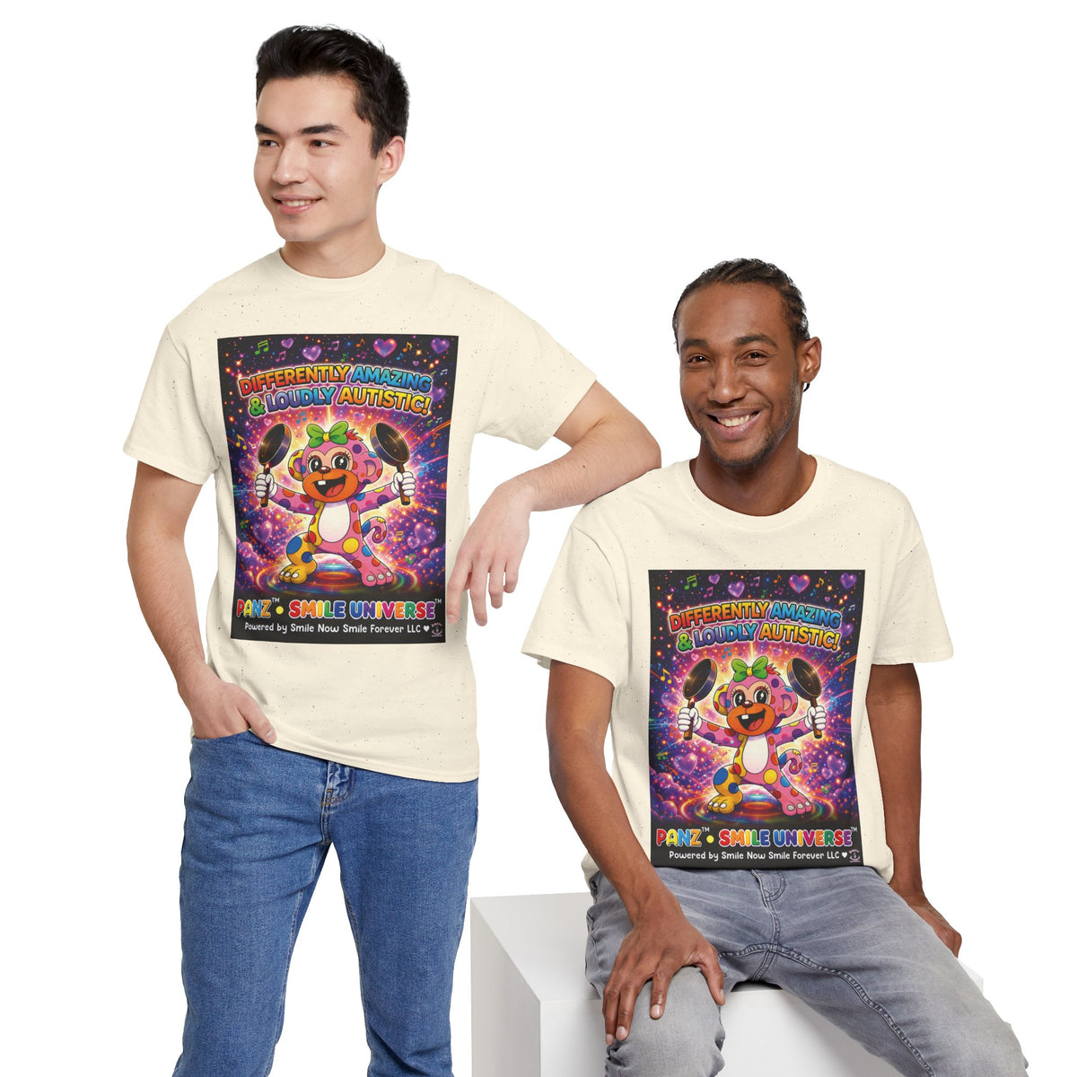 Panz™ Unisex Heavy Cotton™ Tee – "Differently Amazing & Loudly Autistic!" Graphic | Smile Universe Collection