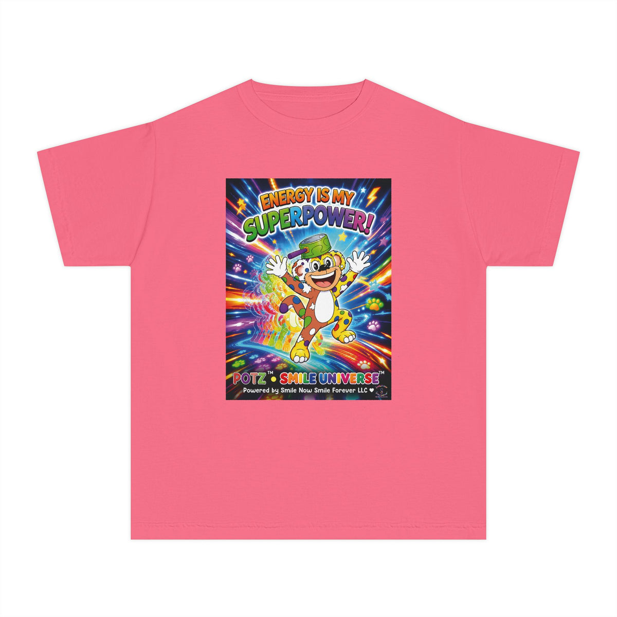 Potz™ Youth Midweight Tee – "Energy is My Superpower!" Graphic Tee | Smile Universe Collection