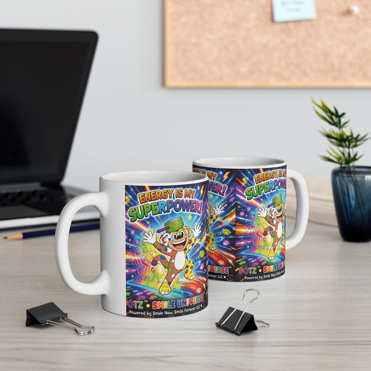 Potz™ Ceramic Mug – "Energy is My Superpower!" Graphic Coffee Mug | Smile Universe Collection