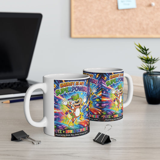 Potz™ Ceramic Mug – "Energy is My Superpower!" Graphic Coffee Mug | Smile Universe Collection