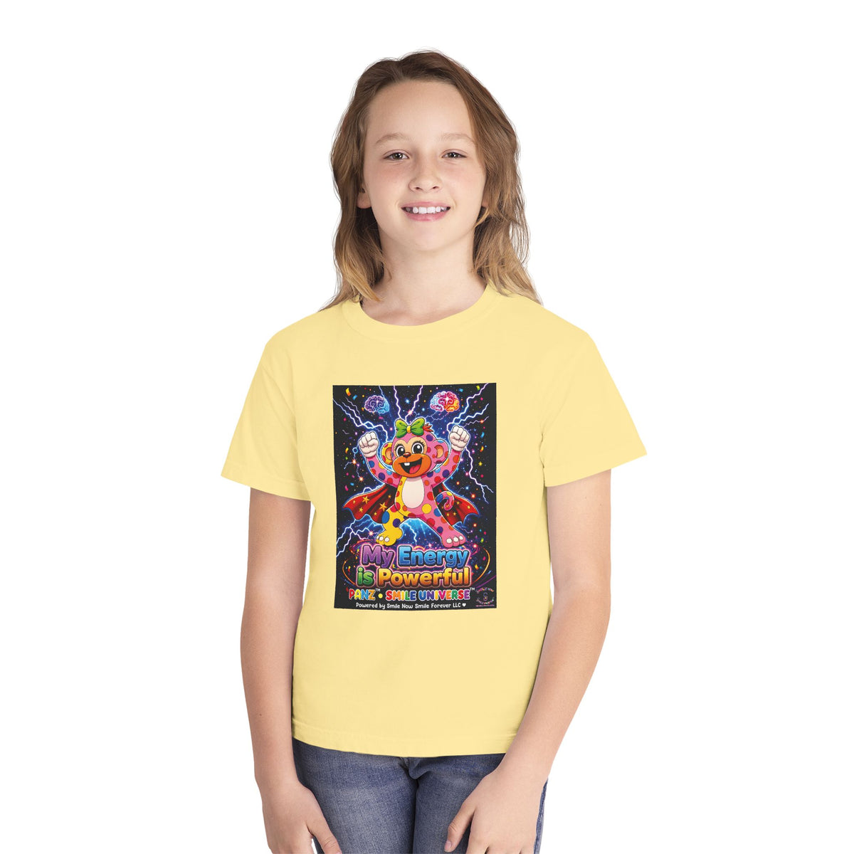 Panz™ Youth Midweight Tee – "My Energy is Powerful" Graphic Tee | Smile Universe Collection