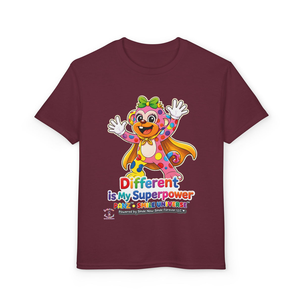 Panz™ Youth DryBlend® T-Shirt – "Different is My Superpower" Graphic | Smile Universe Collection