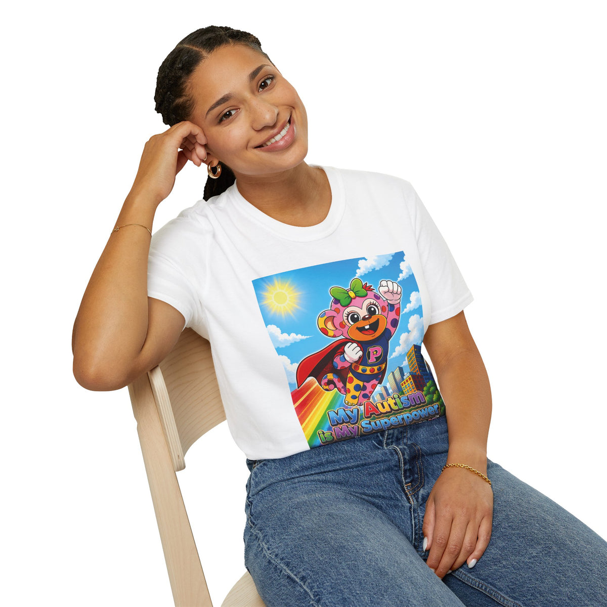 Panz™ Unisex Softstyle T-Shirt – "My Autism is My Superpower" Graphic | Smile Universe Collection