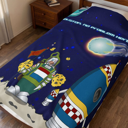 TuBz™ Velveteen Plush Blanket – "Houston, No Problem Here!" Graphic | Smile Universe Collection