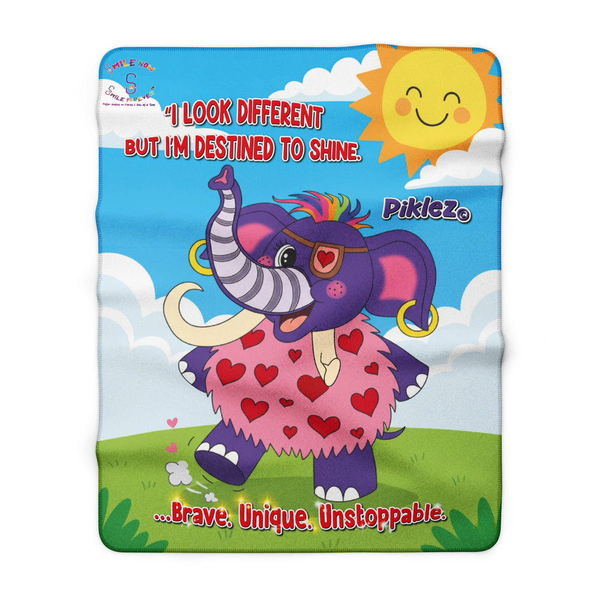 Piklez™ Sherpa Fleece Blanket – "Destined to Shine" Graphic | Smile Universe Collection