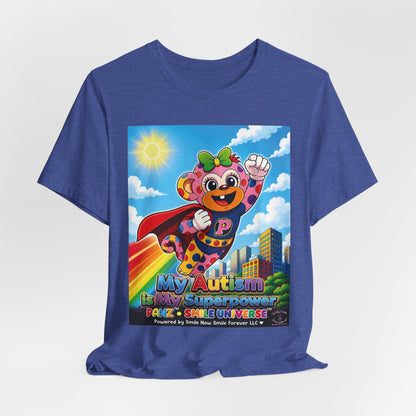 Panz™ Unisex Jersey Short Sleeve Tee – "My Autism is My Superpower" Graphic | Smile Universe Collection