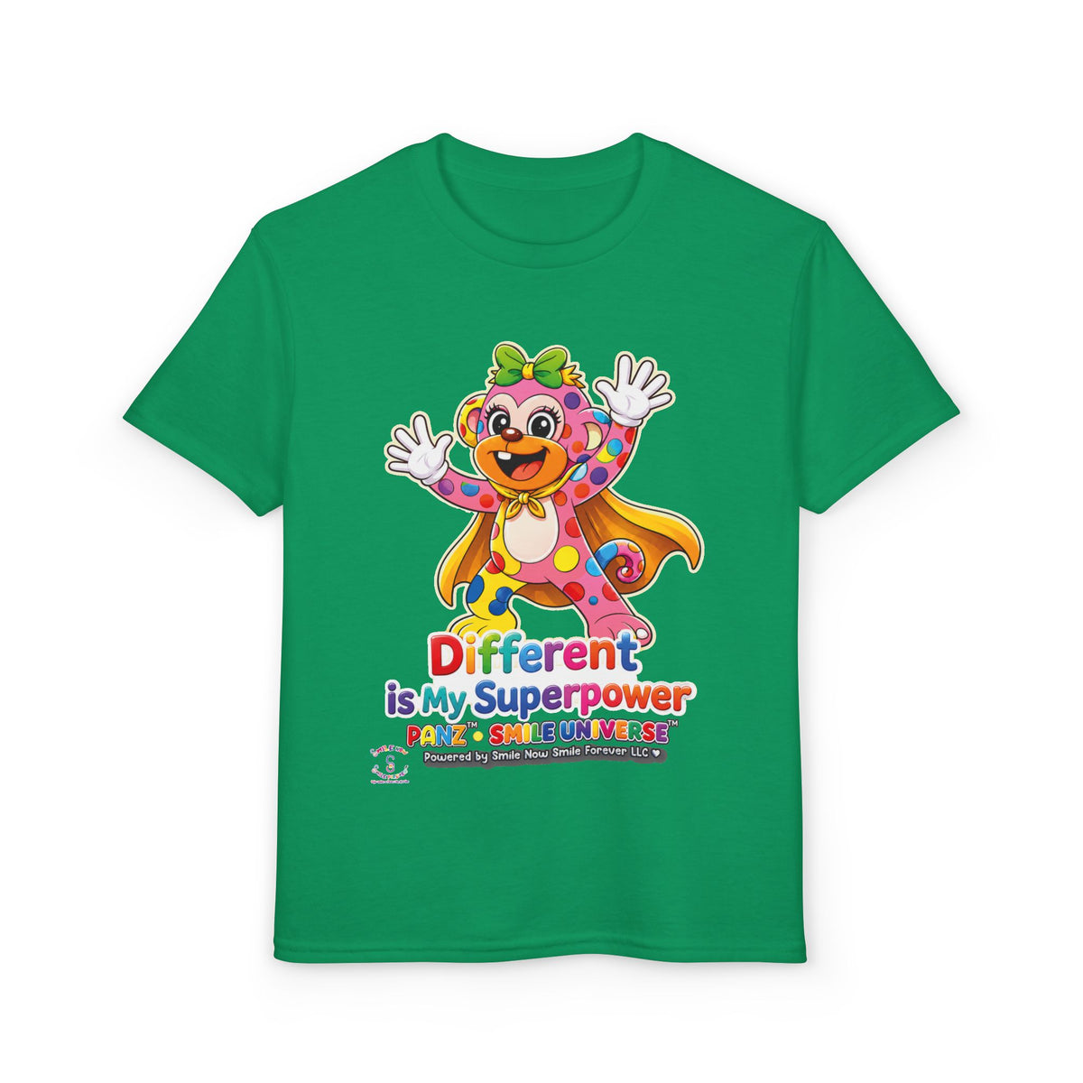 Panz™ Youth DryBlend® T-Shirt – "Different is My Superpower" Graphic | Smile Universe Collection
