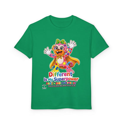 Panz™ Youth DryBlend® T-Shirt – "Different is My Superpower" Graphic | Smile Universe Collection