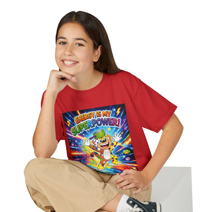Potz™ Youth DryBlend® T-Shirt – "Energy is My Superpower!" Graphic Tee | Smile Universe Collection