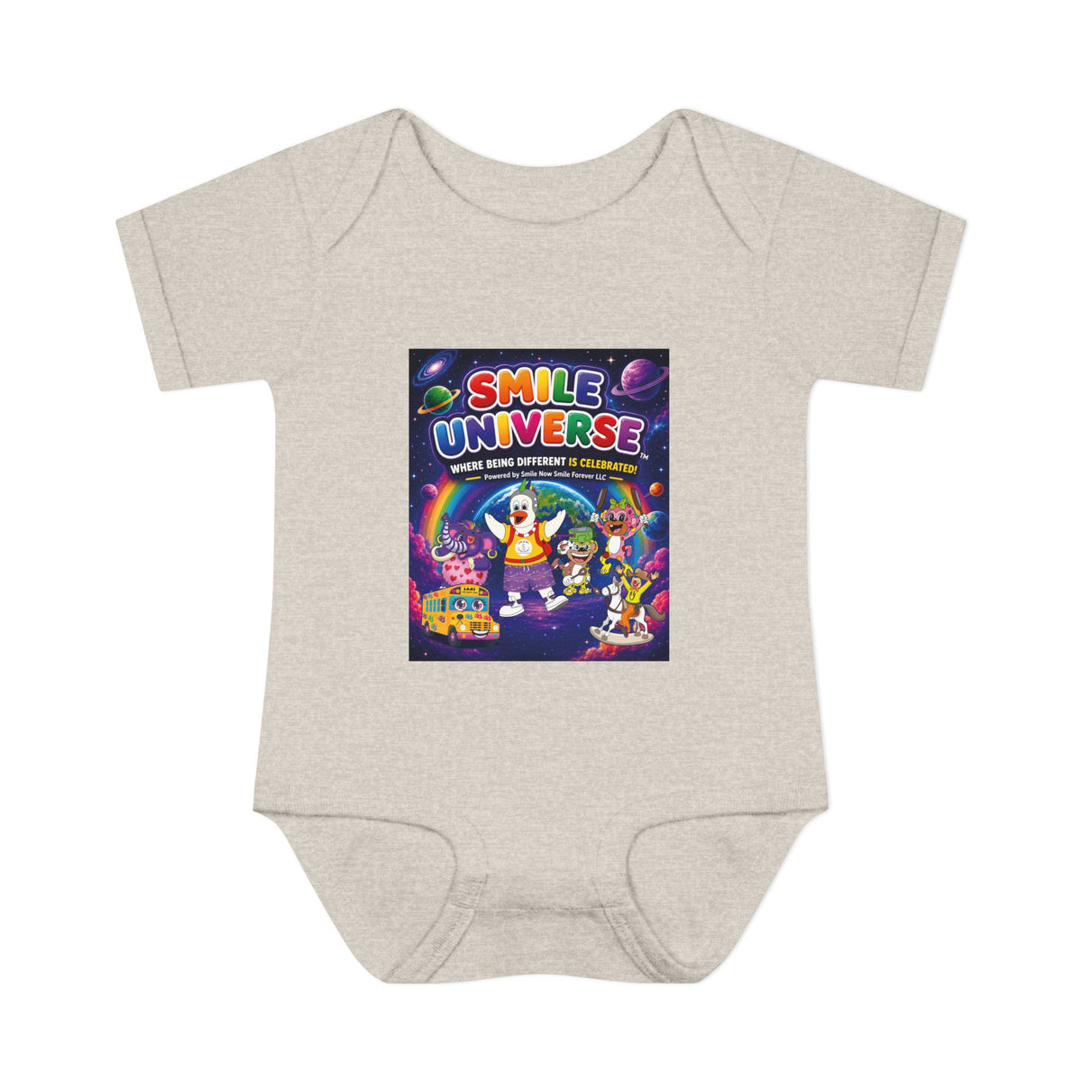 Smile Universe™ Infant Baby Rib Bodysuit – "Where Being Different is CELEBRATED!" Graphic