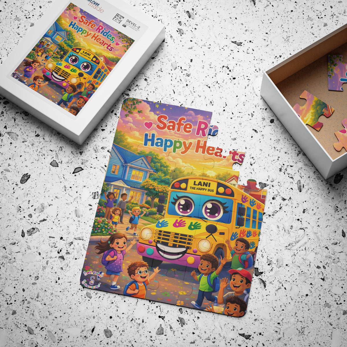 Lani™ Kids' Puzzle, 30-Piece – "Safe Rides, Happy Hearts" Graphic