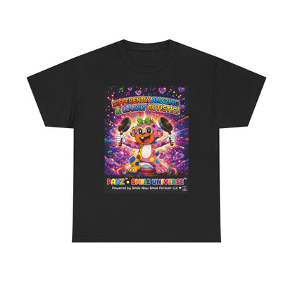 Panz™ Unisex Heavy Cotton™ Tee – "Differently Amazing & Loudly Autistic!" Graphic | Smile Universe Collection