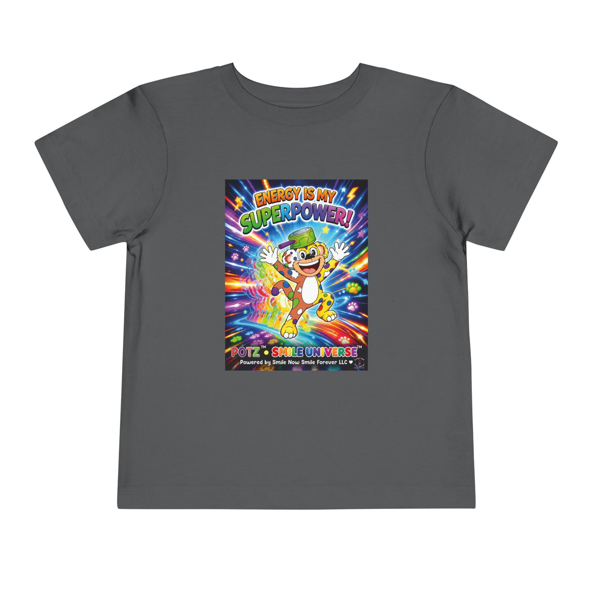 Potz™ Toddler Short Sleeve Tee – "Energy is My Superpower!" Graphic Tee | Smile Universe Collection