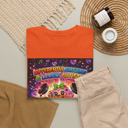 Panz™ Unisex Heavy Cotton™ Tee – "Differently Amazing & Loudly Autistic!" Graphic | Smile Universe Collection