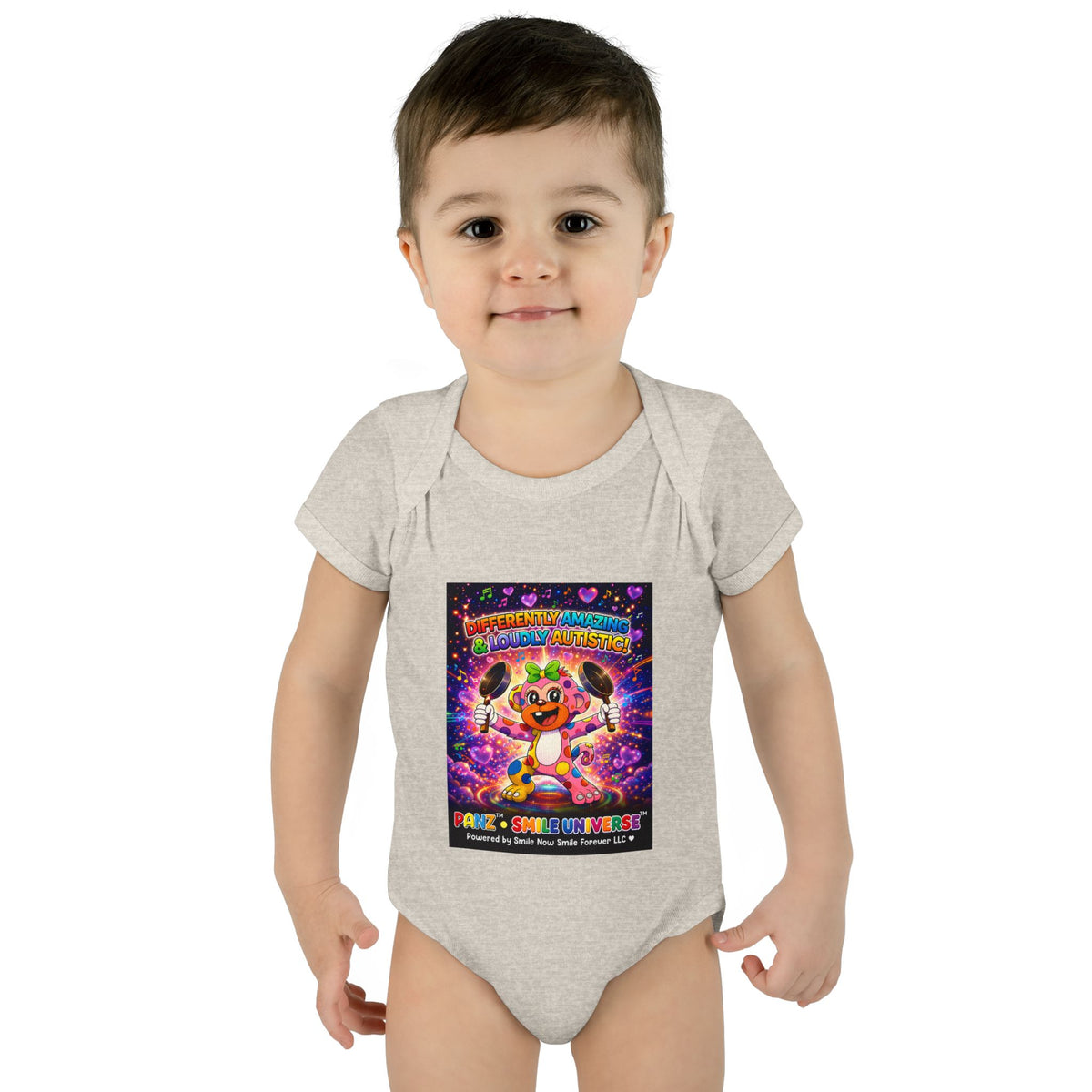 Panz™ Infant Baby Rib Bodysuit – "Differently Amazing & Loudly Autistic!" Graphic | Smile Universe Collection