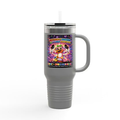 Panz™ 40oz Insulated Travel Mug – "Differently Amazing & Loudly Autistic!" Graphic | Smile Universe Collection