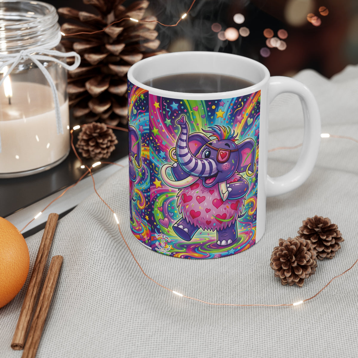 Piklez™ 11oz, 15oz Ceramic Coffee Cup – "Born to Celebrate!" Graphic | Smile Universe Collection
