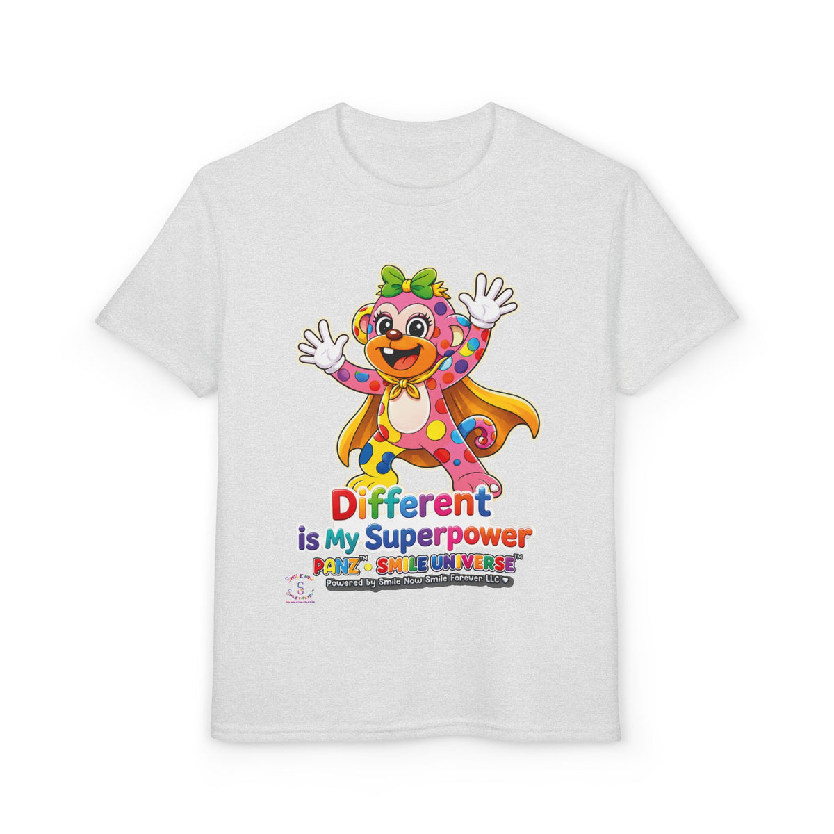 Panz™ Youth DryBlend® T-Shirt – "Different is My Superpower" Graphic | Smile Universe Collection