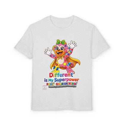 Panz™ Youth DryBlend® T-Shirt – "Different is My Superpower" Graphic | Smile Universe Collection