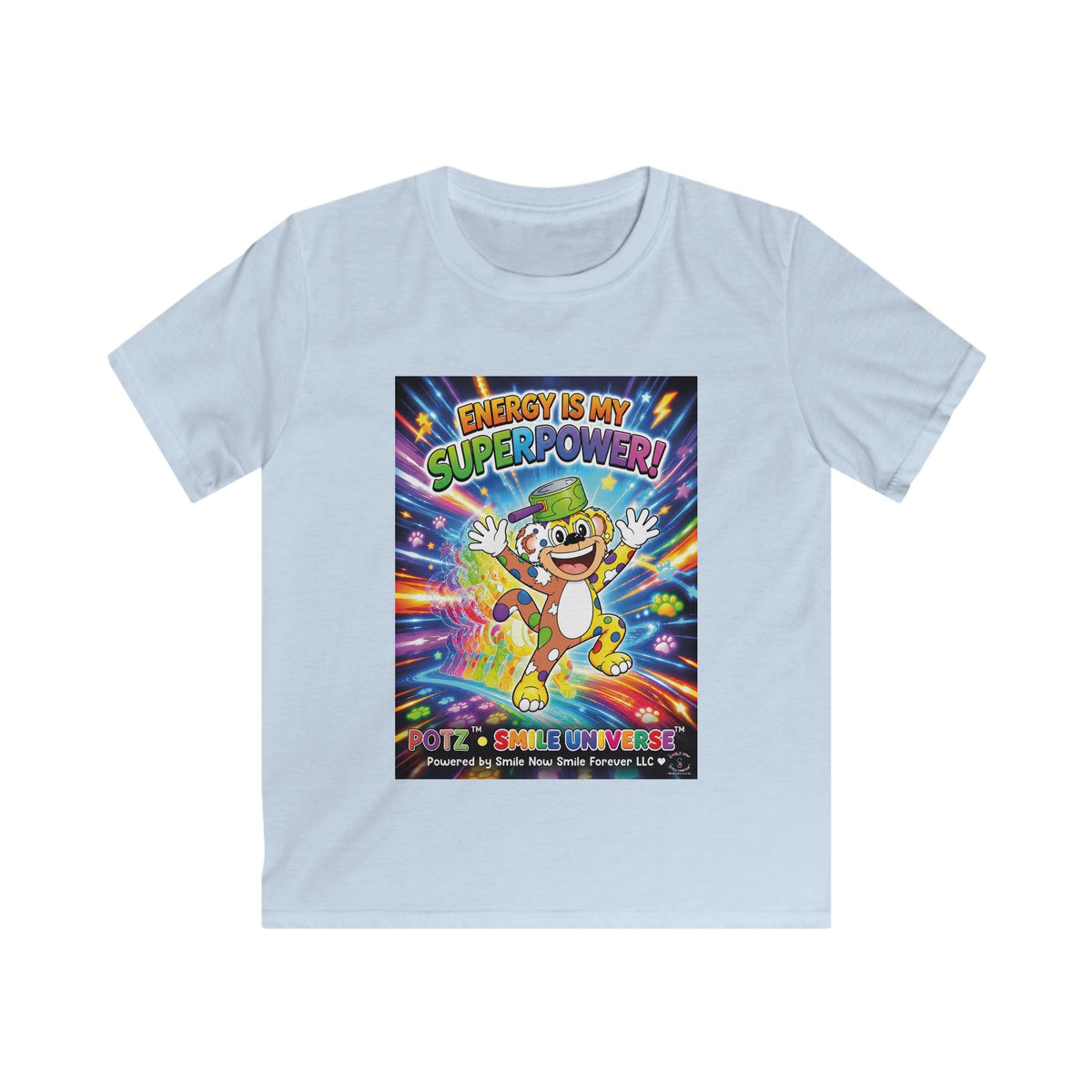 Potz™ Kids Softstyle Tee – "Energy is My Superpower!" Graphic Tee | Smile Universe Collection