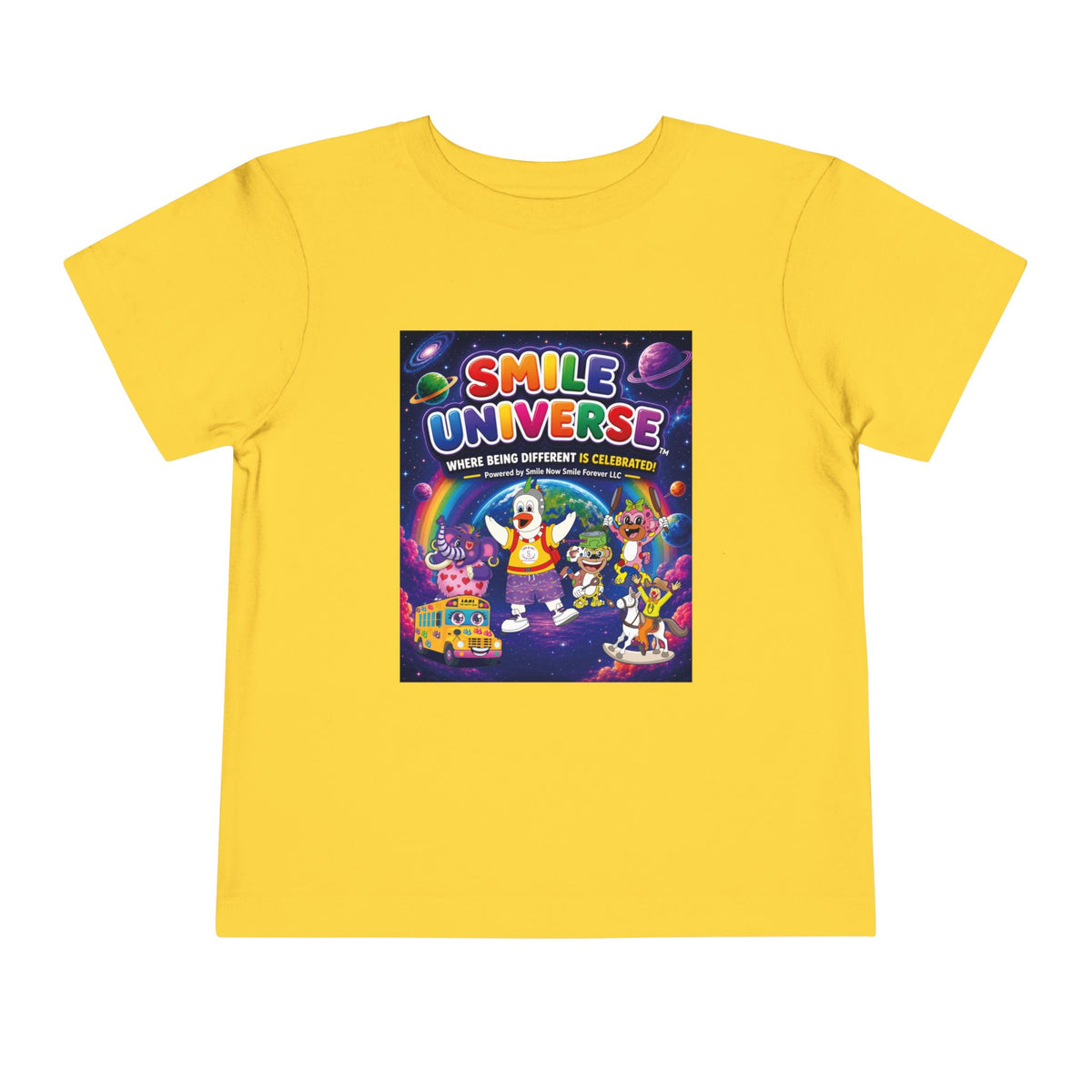 Smile Universe™ Toddler Short Sleeve Tee – "Where Being Different is CELEBRATED!" Graphic
