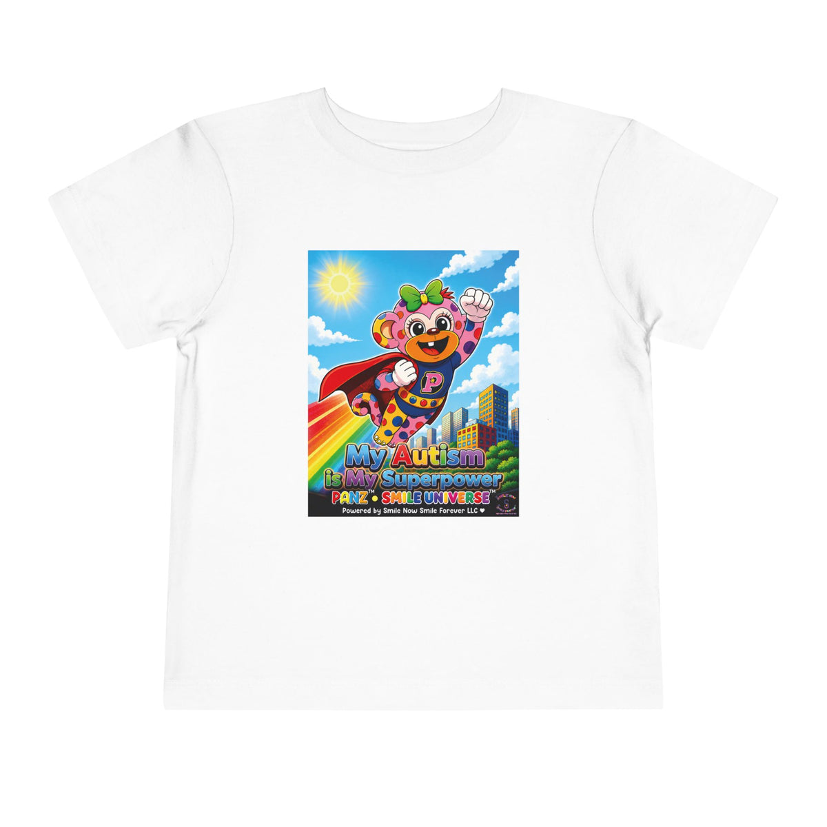 Panz™ Toddler Short Sleeve Tee – "My Autism is My Superpower" Graphic | Smile Universe Collection