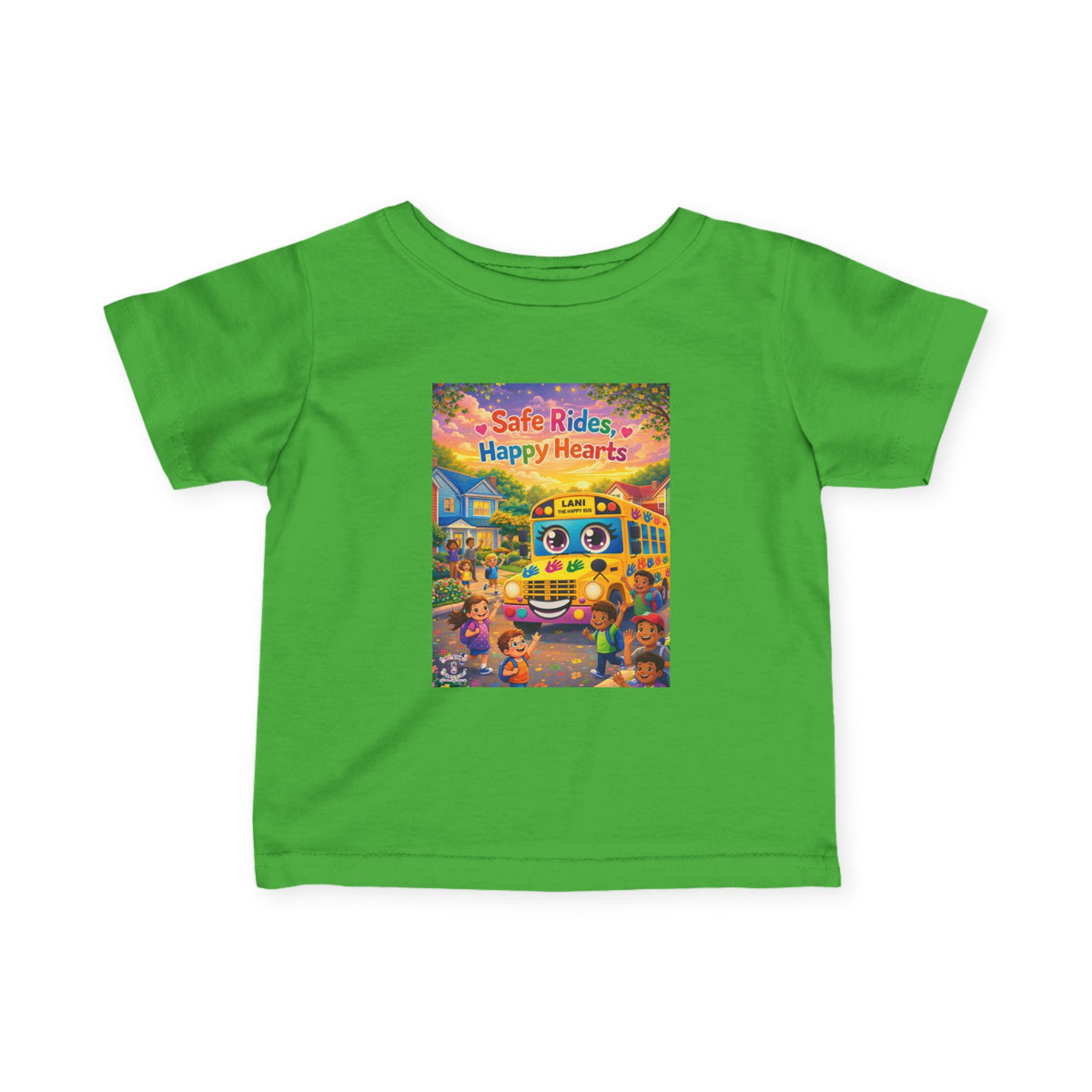 Lani™ Infant Fine Jersey Tee – "Safe Rides, Happy Hearts" Graphic