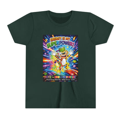 Potz™ Youth Short Sleeve Tee – "Energy is My Superpower!" Graphic Tee | Smile Universe Collection