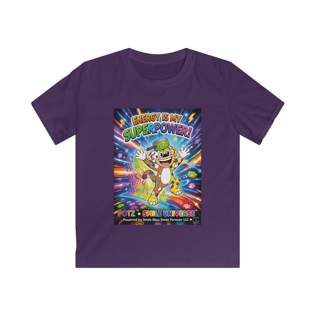 Potz™ Kids Softstyle Tee – "Energy is My Superpower!" Graphic Tee | Smile Universe Collection