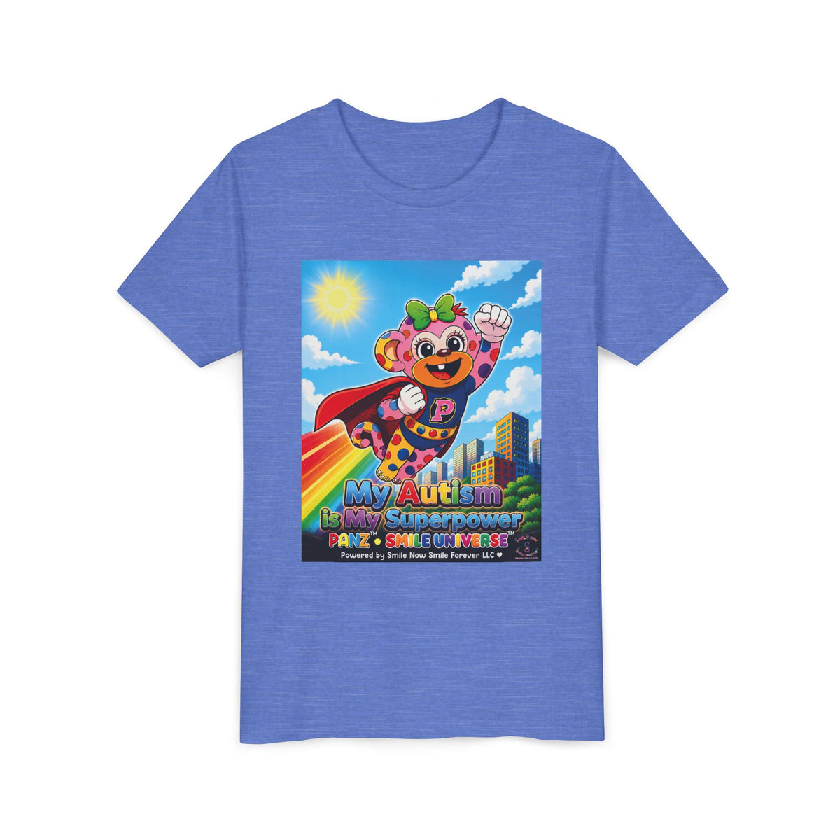 Panz™ Youth Short Sleeve Tee – "My Autism is My Superpower" Graphic | Smile Universe Collection