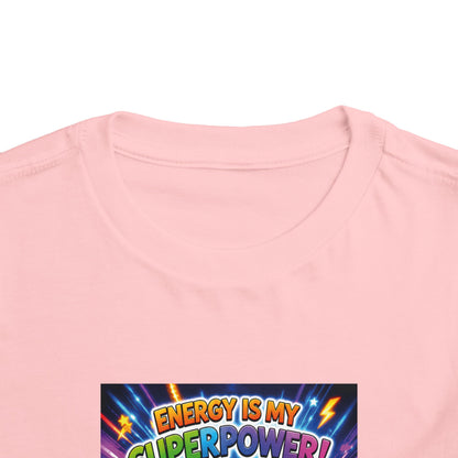 Potz™ Toddler Short Sleeve Tee – "Energy is My Superpower!" Graphic Tee | Smile Universe Collection