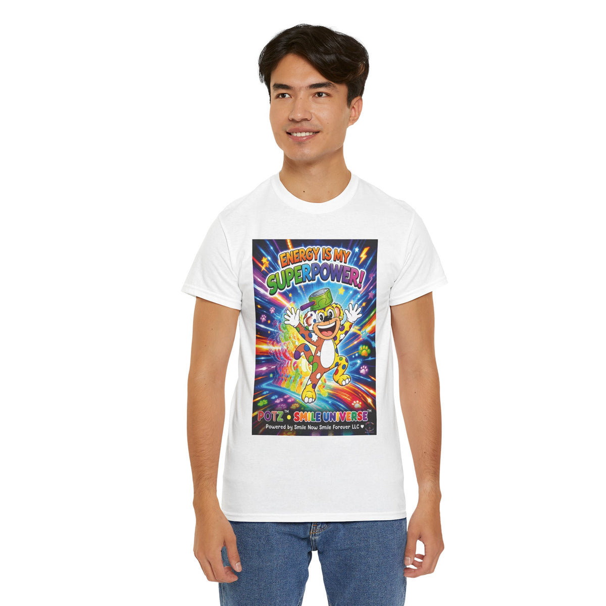 Potz™ Unisex Heavy Cotton™ Tee – "Energy is My Superpower!" Graphic Tee | Smile Universe Collection