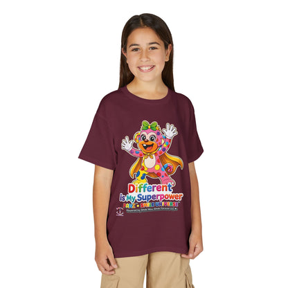 Panz™ Youth DryBlend® T-Shirt – "Different is My Superpower" Graphic | Smile Universe Collection