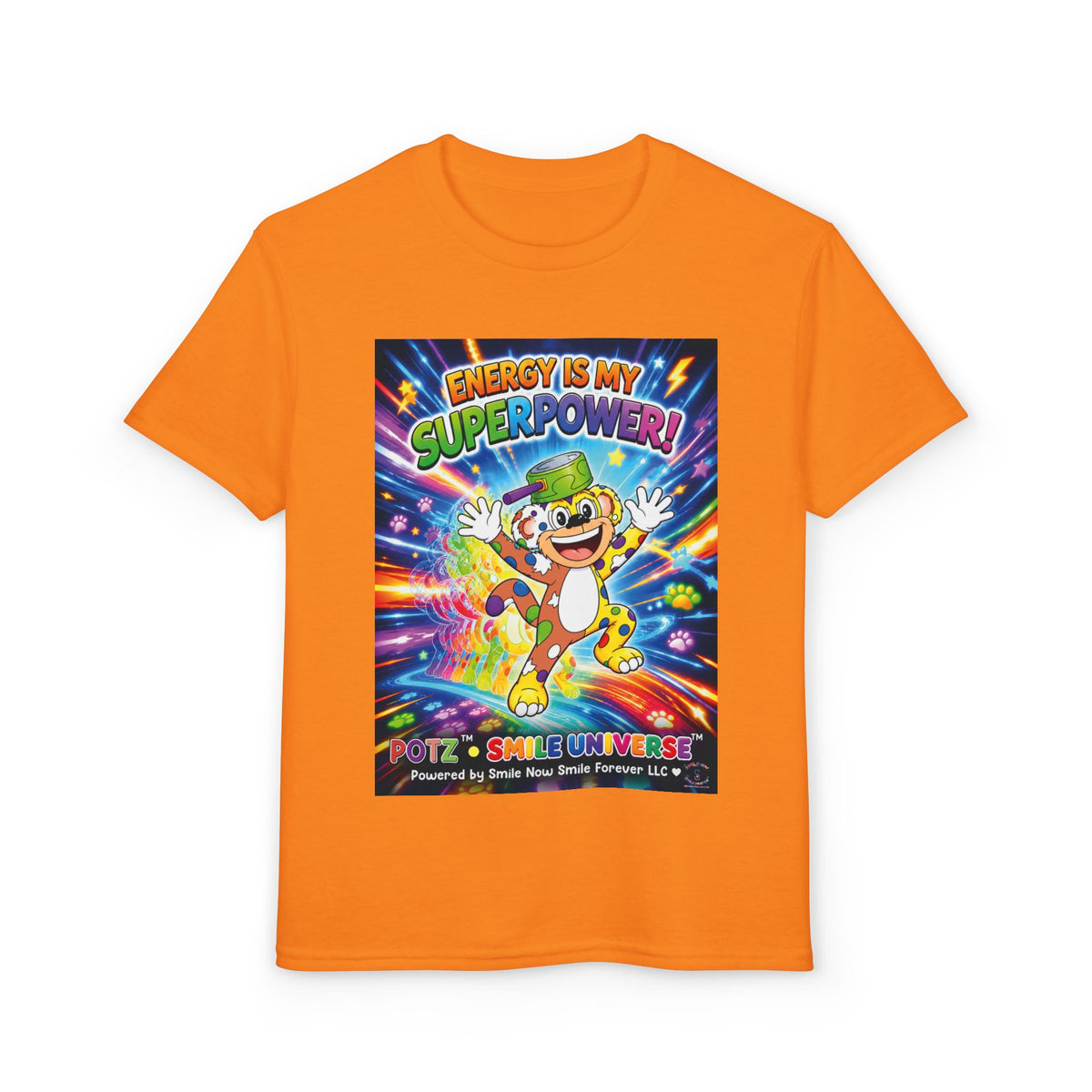 Potz™ Youth DryBlend® T-Shirt – "Energy is My Superpower!" Graphic Tee | Smile Universe Collection