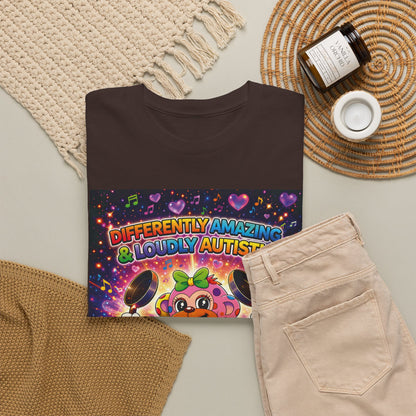 Panz™ Unisex Heavy Cotton™ Tee – "Differently Amazing & Loudly Autistic!" Graphic | Smile Universe Collection